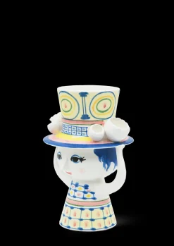 Bjørn Wiinblad Lady with hat Vase H20.5 cm blå | Køb nu