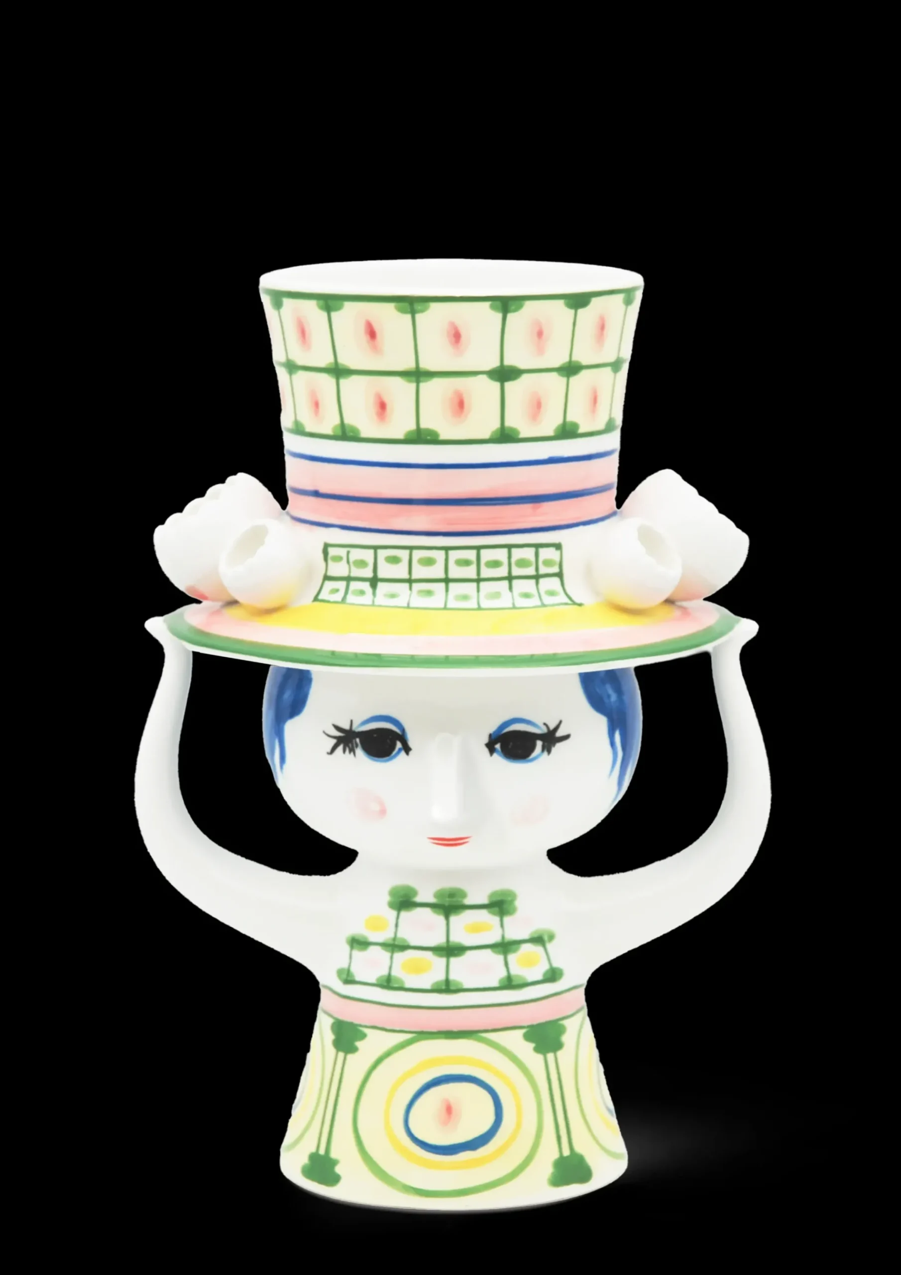 Bjørn Wiinblad Lady with hat Vase H24.5 cm grøn | Køb nu