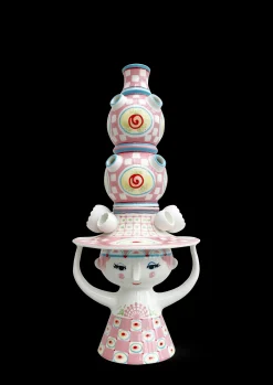 Bjørn Wiinblad Vase H50 cm i rosa fra serien Lady with hat