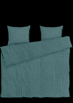 JUNA Bæk&Bølge Sengetøj 220x220 cm grøn/lys blå SE | Køb nu