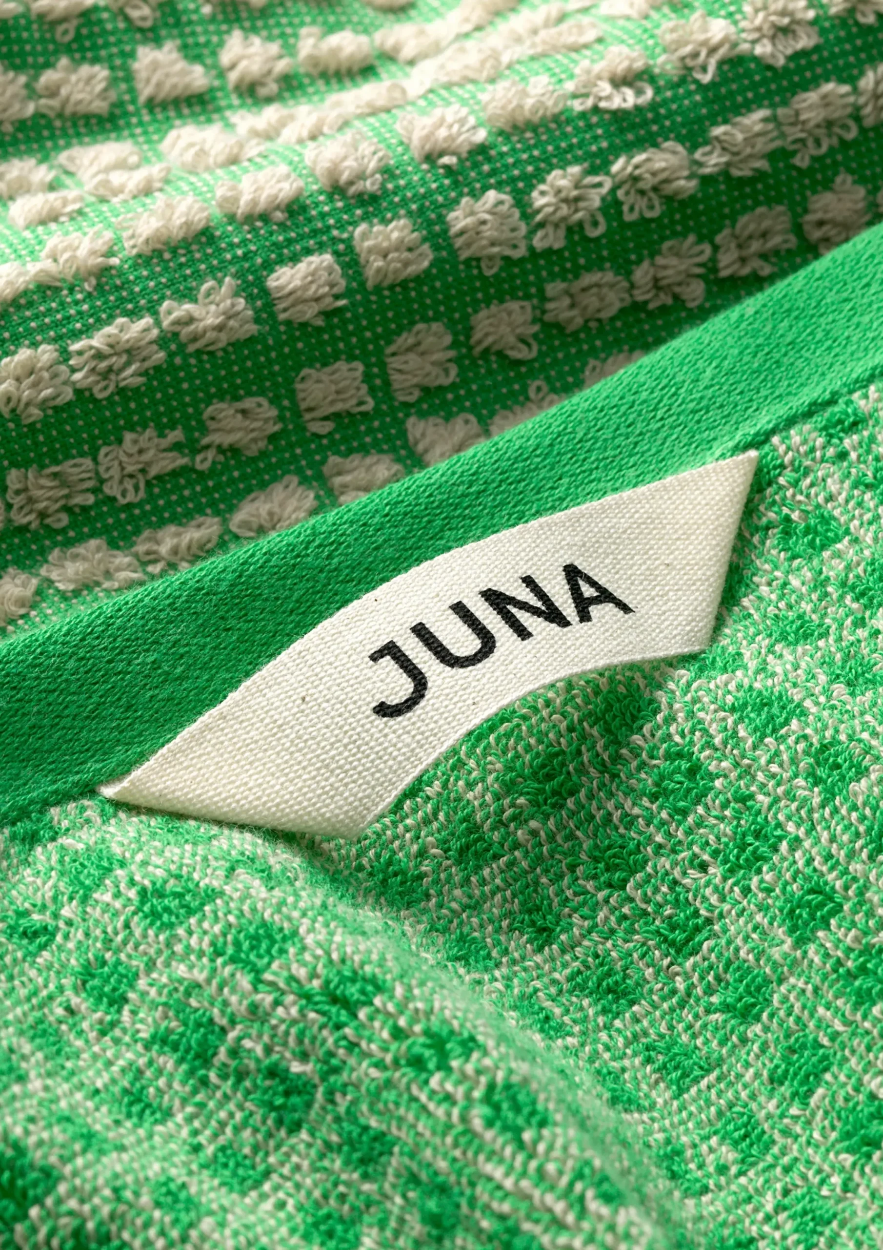 JUNA Check Håndklæde 70x140 cm grøn/sand | Køb her