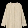 JUNA Monochrome Lines Ida shirt XS okker/hvid | Køb her
