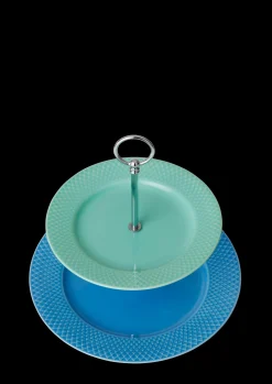 Lyngby Porcelæn Rhombe Color Etagere Ø27 blå/grøn | Køb her