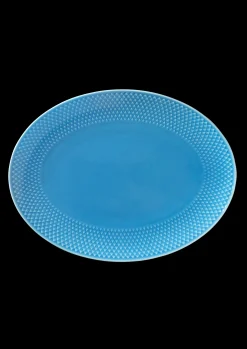 Lyngby Porcelæn Rhombe Color Ovalt serveringsfad blå