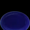 Lyngby Porcelæn Rhombe Color Ovalt serveringsfad mørk blå