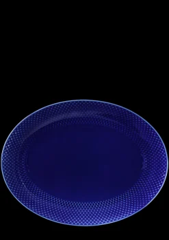 Lyngby Porcelæn Rhombe Color Ovalt serveringsfad mørk blå