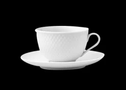 Lyngby Porcelæn Rhombe Tekop m. underkop 24 cl hvid