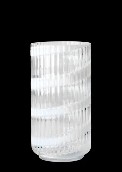 Lyngby Porcelæn Vase H20.5 cm swirl hvid mundblæst glas