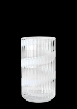 Lyngby Porcelæn Vase H15.5 cm swirl hvid mundblæst glas